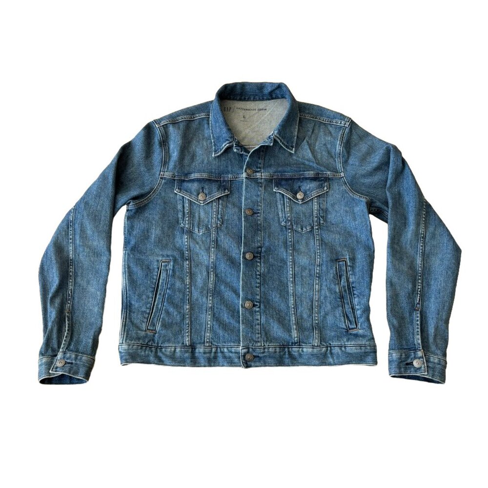 Gap Blue Bettermade Denim Jean Jacket Nwot Mens Large Staple Coat